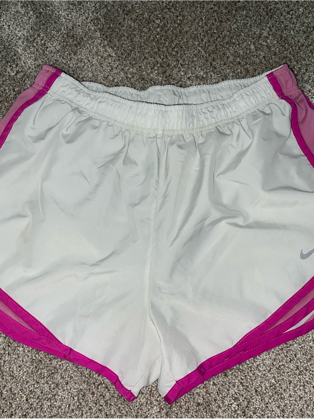 Nike Women’s White Athletic Shorts with Pink Accent